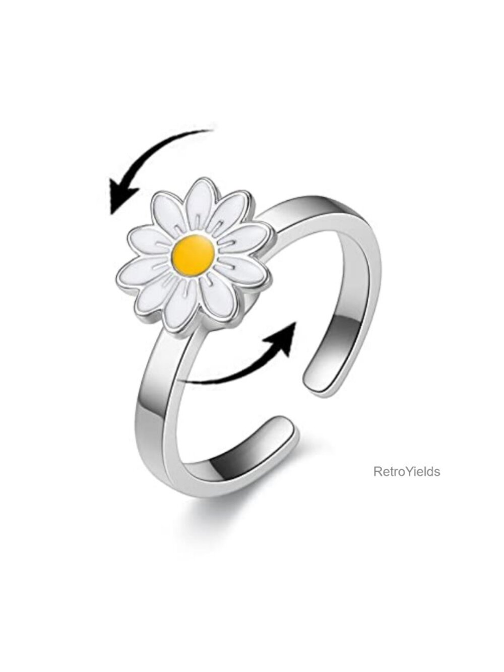 Spinner Rings CZ Daisy Sunflower Evil Eye Fidget Adjustable Stackable